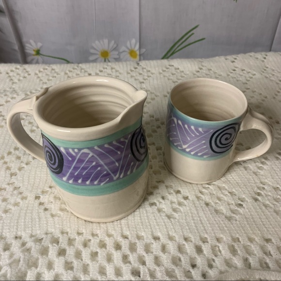 Vintage 80s Troy Amastar pastel pitcher coffee mug - Picture 3 of 5